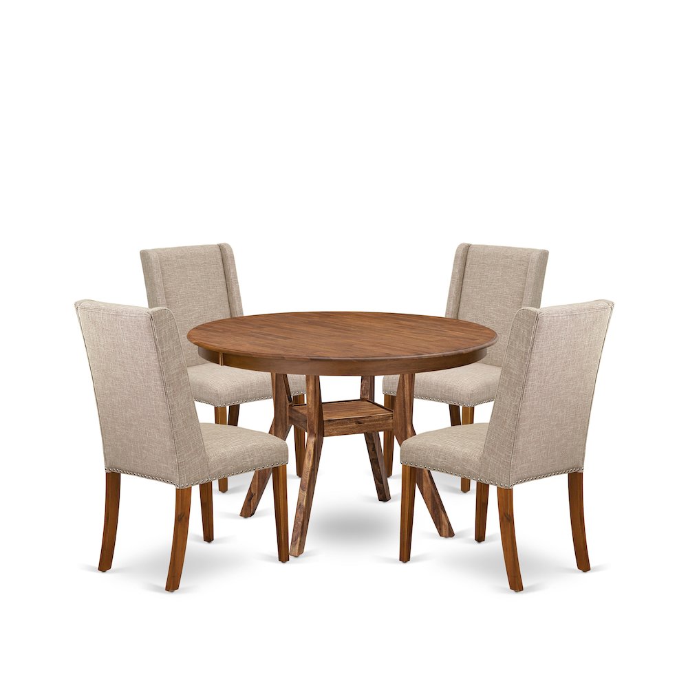 5-Piece Kitchen Table Set A Wooden Dining Table, 4 Light Tan Dining Chairs