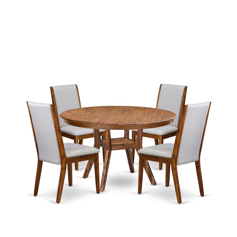 5-Piece Mid Century Dining Set Consist Of A Dining Table, 4 Grey Chair