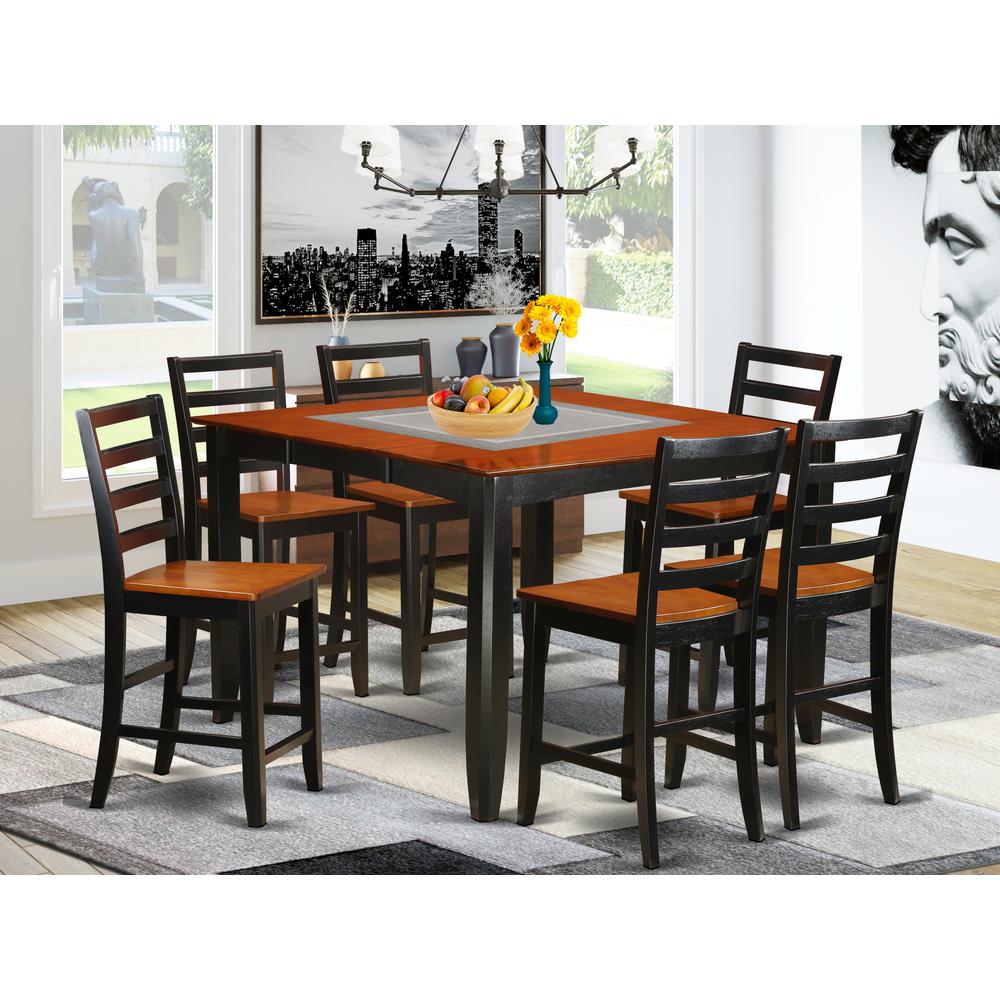 7  Pc  pub  Table  set-  Square  Counter  height  Table  and  6  Dining  Chairs