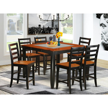7  Pc  pub  Table  set-  Square  Counter  height  Table  and  6  Dining  Chairs