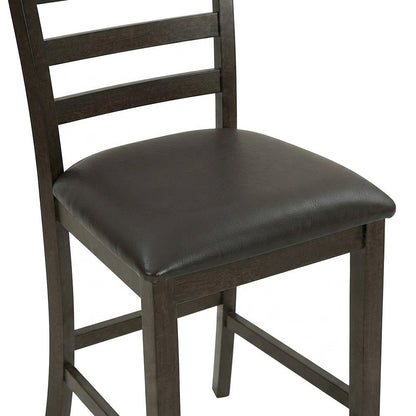 Solid Wood Faux Leather Counter Height Square Dining 7 Piece Set