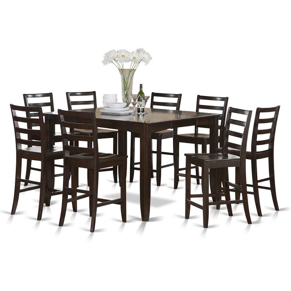 Elegant 9-Piece Square Dining Table Set for 8 with Counter Chairs