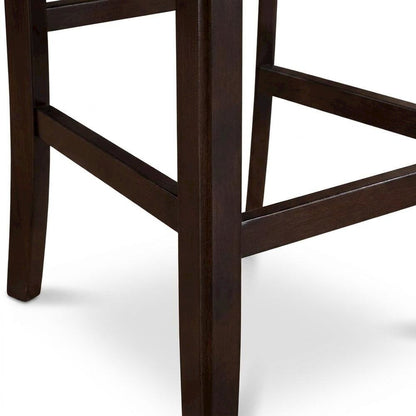 Faux Leather Counter Height Bar Stools with Ladder Back, Set of 2, Cappuccino