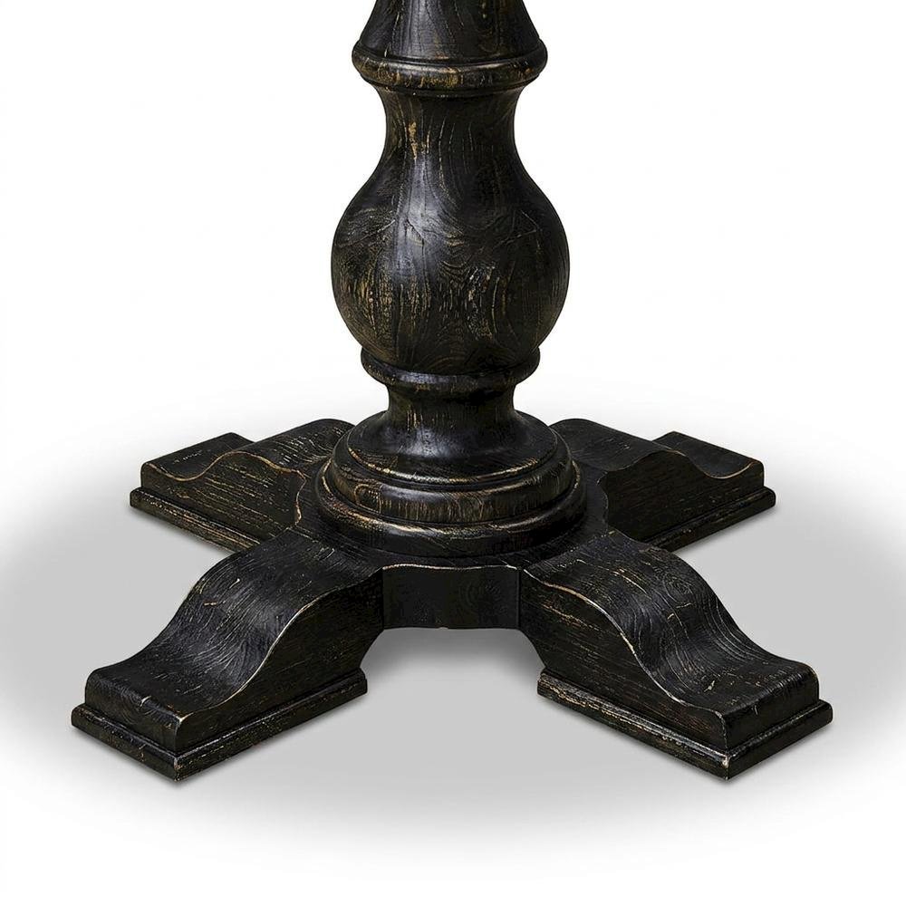 Solid Wood Round Pedestal Dining Table, Sand Blasting Black