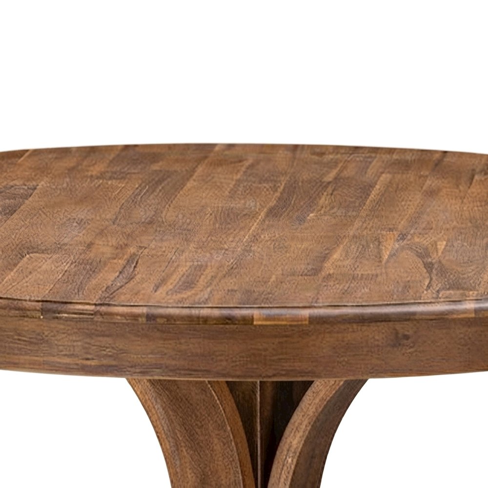 Solid Wood Round Dining Table with Pedestal Base, Modern Kitchen