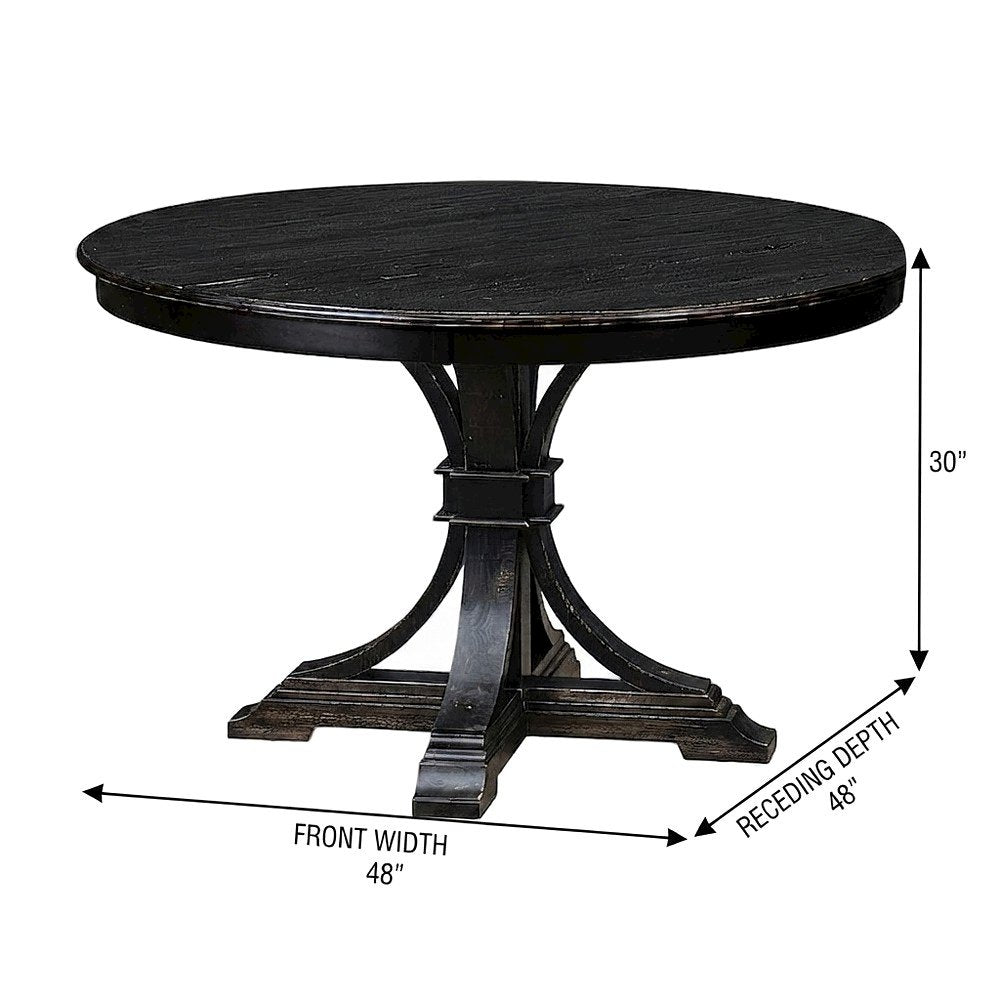 Round Solid Wood Kitchen Table with Pedestal Base, Circular Dining Table