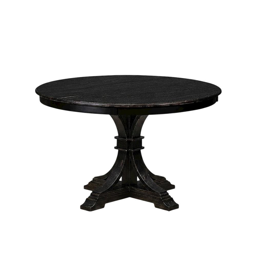 Round Solid Wood Kitchen Table with Pedestal Base, Circular Dining Table
