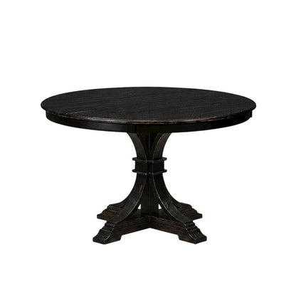 Round Solid Wood Kitchen Table with Pedestal Base, Circular Dining Table