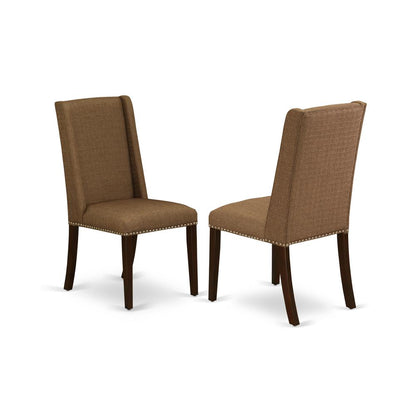 East West Furniture - ESFL3-MAH-18 - 3-Pc Modern Dining Table Set - 2 Kitchen Chairs and 1 Dining Room Table (Mahogany Finish)