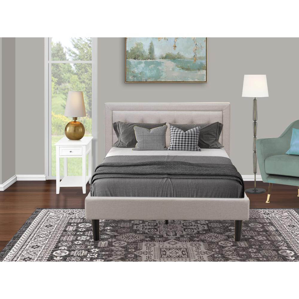 FN08F-1DE05 2-Pc Fannin Bedroom Furniture Set with 1 Full Bed and a Night Stand - Mist Beige Linen Fabric
