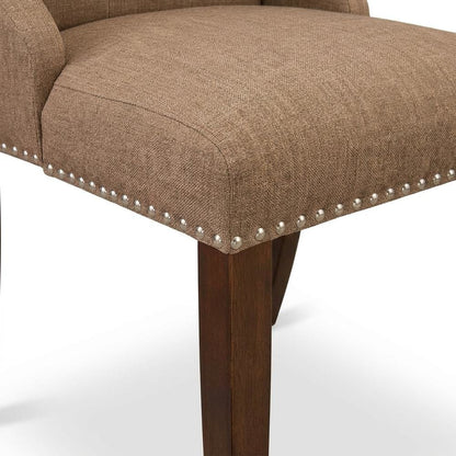 Linen-Upholstered Parsons Dining Chair with Button-Tufted Back, Set of 2