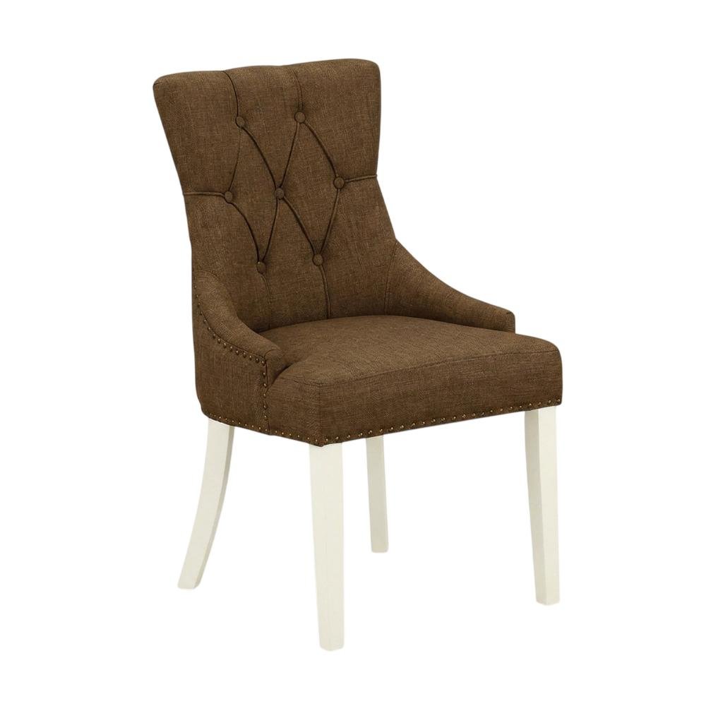 Linen-Upholstered Parsons Dining Chair with Button-Tufted Seat for Kitchen, Set of 2