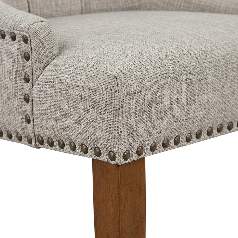 Linen-Upholstered Parsons Dining Chair with Legs for Dining Room, Mahogany, Set of 2