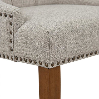 Linen-Upholstered Parsons Dining Chair with Legs for Dining Room, Mahogany, Set of 2