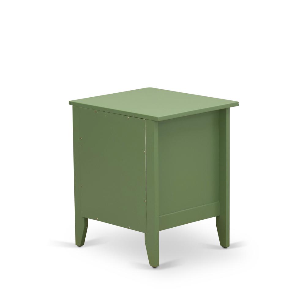 East West Furniture GA-12-ET Mid Century Night stand for Bedroom with 1 Wooden Drawer, Stable and Sturdy Constructed - Clover Green Finish