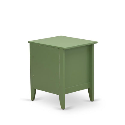 East West Furniture GA-12-ET Mid Century Night stand for Bedroom with 1 Wooden Drawer, Stable and Sturdy Constructed - Clover Green Finish