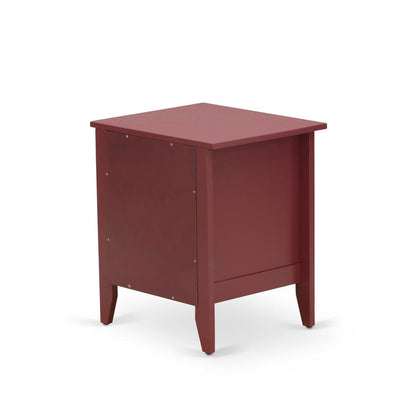 East West Furniture GA-13-ET Wooden Night Stand for bedroom with 1 Wooden Drawer, Stable and Sturdy Constructed - Burgundy Finish