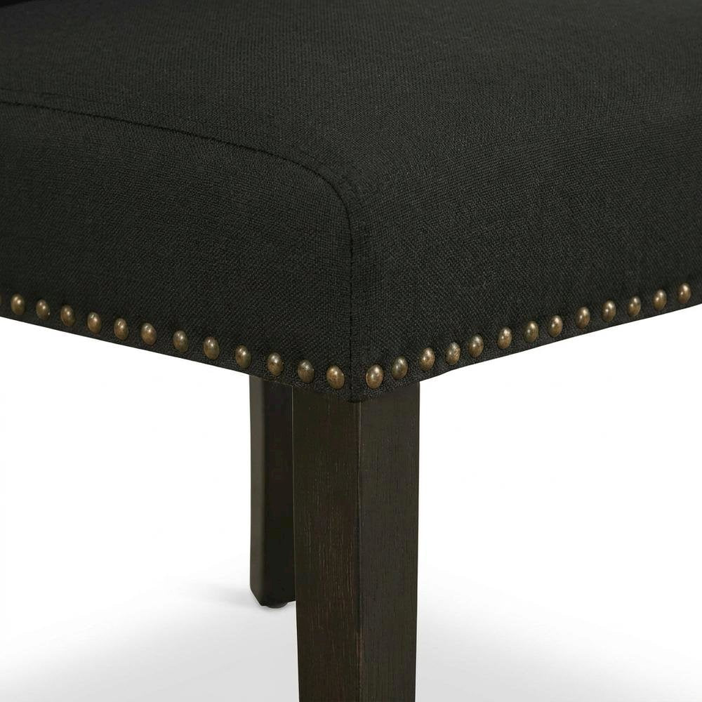 Wooden Parsons Dining Chair with Upholstered Seat for Dining Room, Black, Set of 2