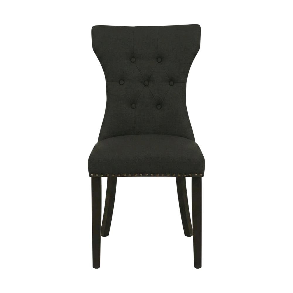 Wooden Parsons Dining Chair with Upholstered Seat for Dining Room, Black, Set of 2