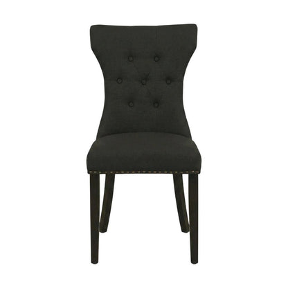 Wooden Parsons Dining Chair with Upholstered Seat for Dining Room, Black, Set of 2
