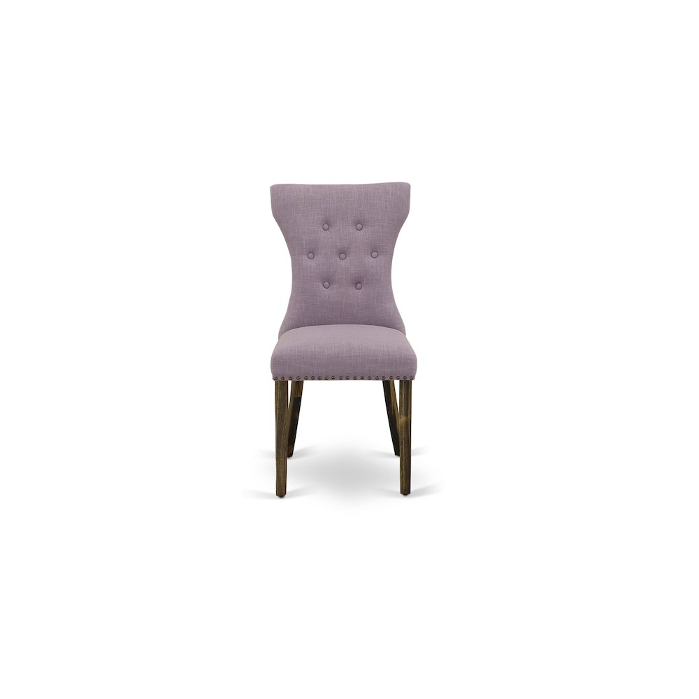 East West Furniture LAGA7-77-40 7 Piece Dining Set Consist of a Rectangle Dining Room Table with Removable Leaf and 6 Dahlia Linen Fabric Upholstered Chairs, 42x92 Inch, Jacobean