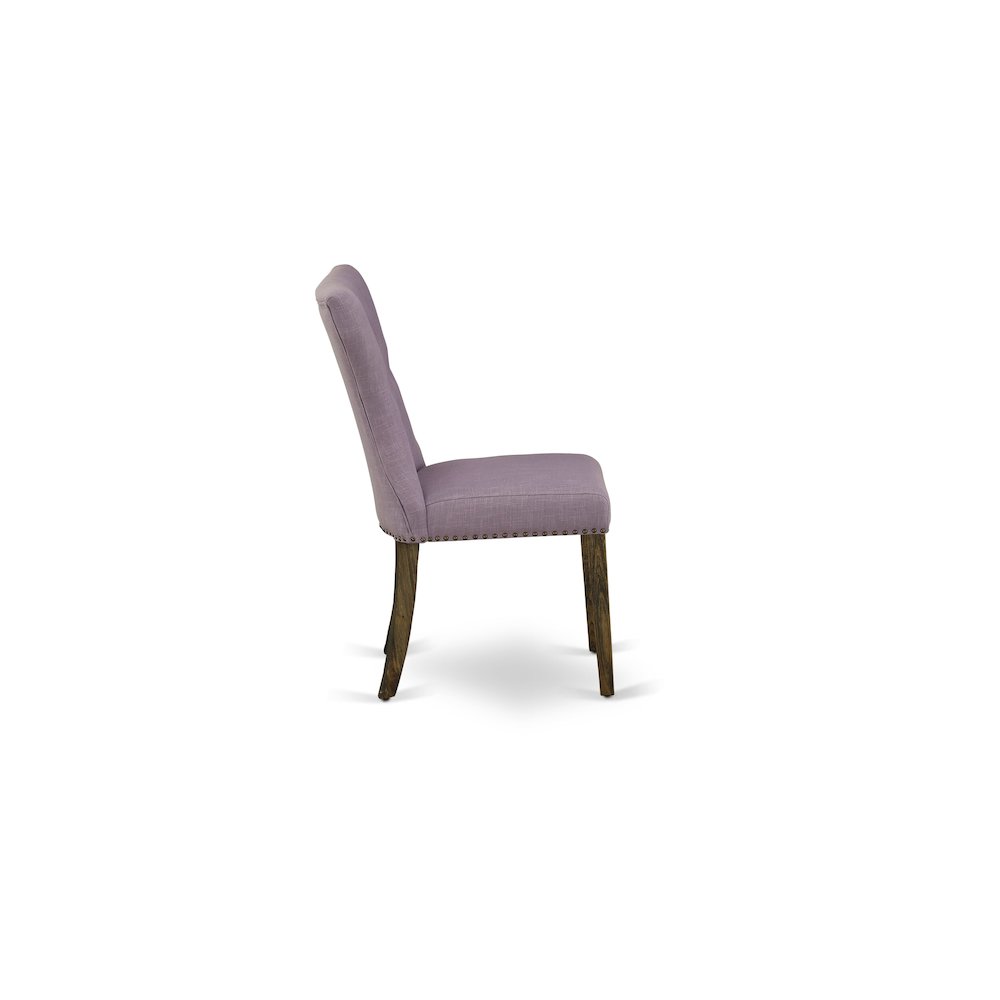 East West Furniture LAGA7-77-40 7 Piece Dining Set Consist of a Rectangle Dining Room Table with Removable Leaf and 6 Dahlia Linen Fabric Upholstered Chairs, 42x92 Inch, Jacobean