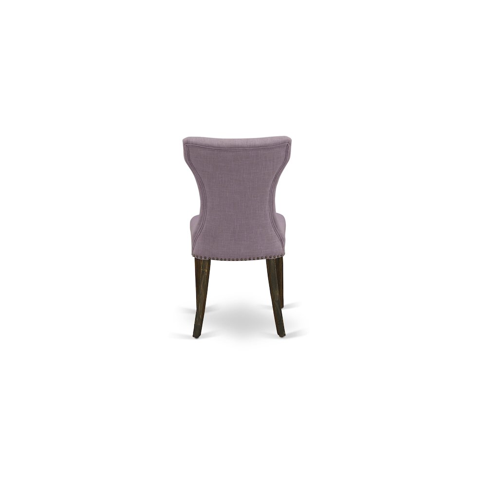 East West Furniture LAGA7-77-40 7 Piece Dining Set Consist of a Rectangle Dining Room Table with Removable Leaf and 6 Dahlia Linen Fabric Upholstered Chairs, 42x92 Inch, Jacobean