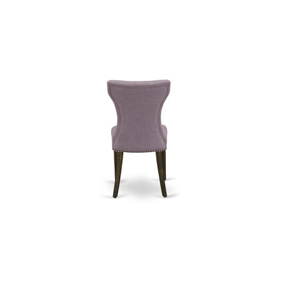 East West Furniture LAGA7-77-40 7 Piece Dining Set Consist of a Rectangle Dining Room Table with Removable Leaf and 6 Dahlia Linen Fabric Upholstered Chairs, 42x92 Inch, Jacobean