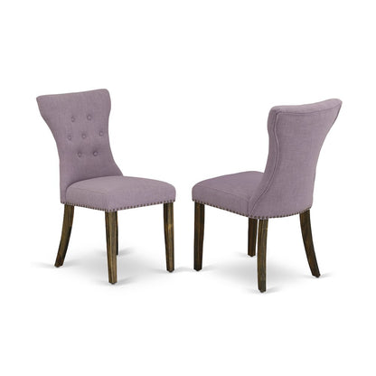 East West Furniture LAGA7-77-40 7 Piece Dining Set Consist of a Rectangle Dining Room Table with Removable Leaf and 6 Dahlia Linen Fabric Upholstered Chairs, 42x92 Inch, Jacobean