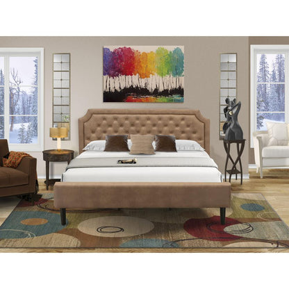 GB28K-1HI07 2-Piece Bedroom Set with King Bed and Distressed Jacobean Nightstand - Brown Faux Leather and Black Legs