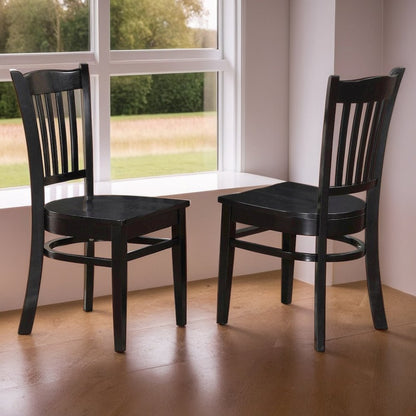Set of 2 Wooden Dining Chairs with Black Finish for Kitchen or Dining