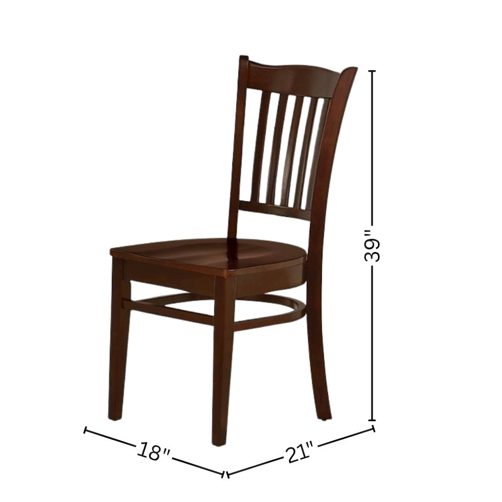 Mahogany Dining Chair, Wooden Seat, Back, Set of 2, Rubber Wood