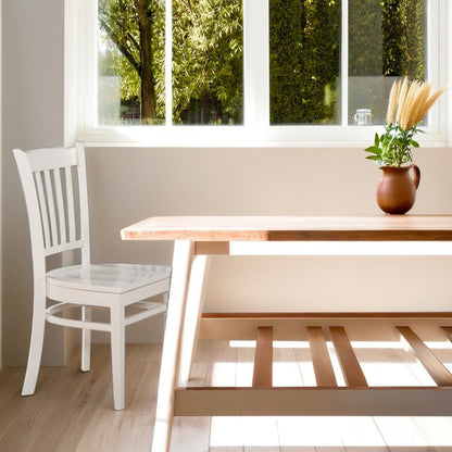 Set of 2 White Wooden Dining Chairs for Kitchen and Dining Room