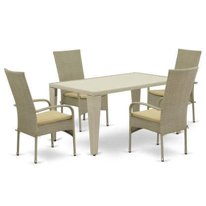 Wicker Patio Set Natural Linen, GUOS5-03A