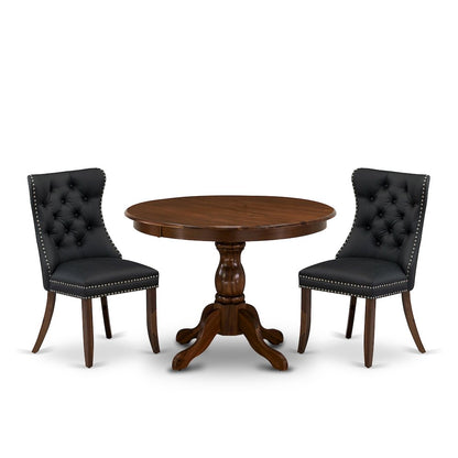 3 Piece Dining Set for Small Spaces Consists of a Round Kitchen Table