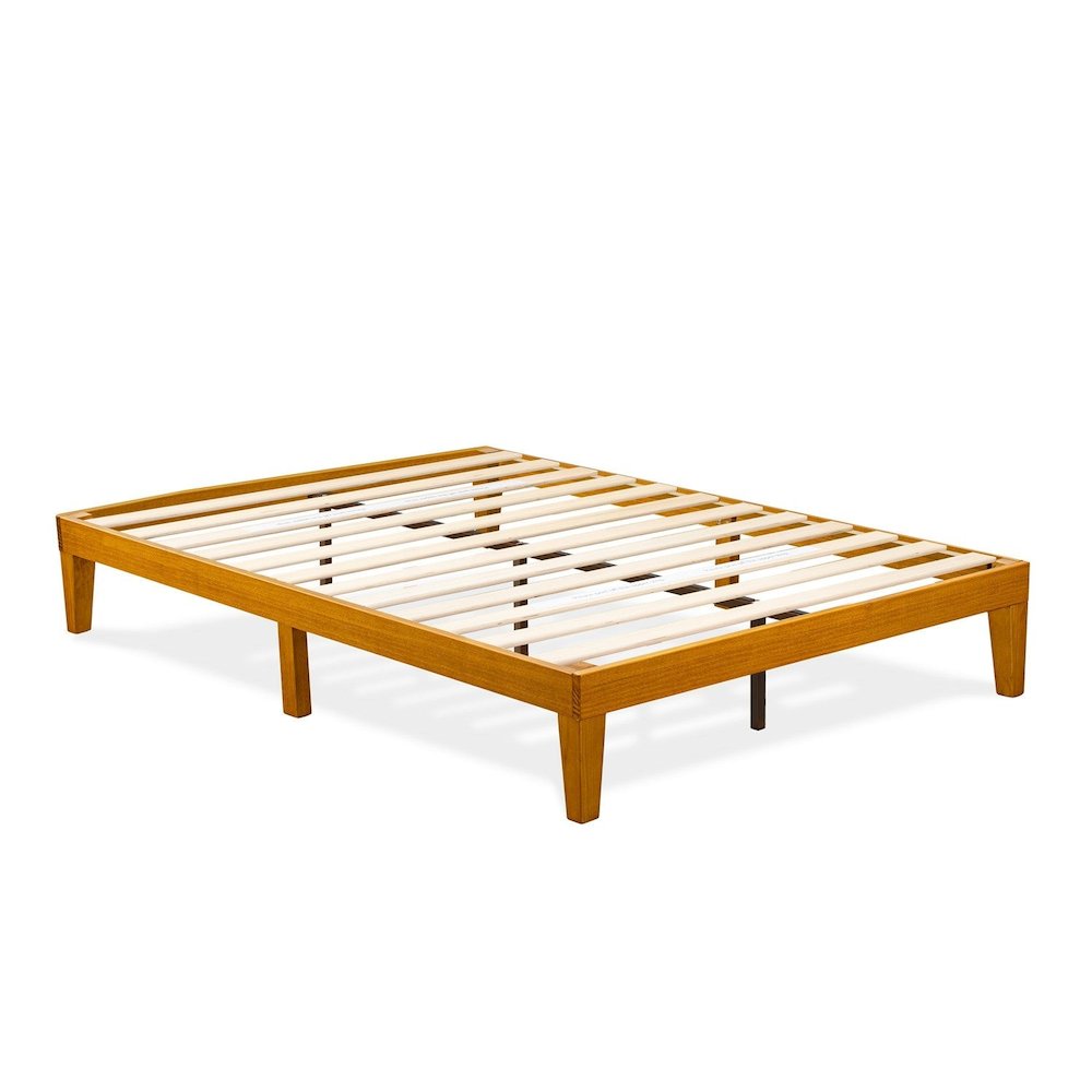 Queen Size Bed Frame with 4 Hardwood Legs and 2 Extra Center Legs - Oak Finish