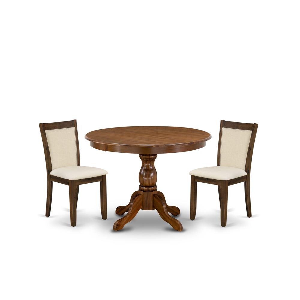 3 Pc Dinette Set Includes a Round Dining Table and 2 Parson Chairs