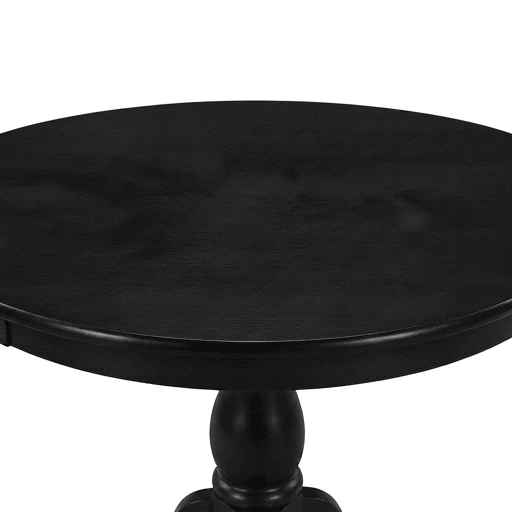 Acacia Wood Round Pedestal Dining Table, Small Dinner Table, Wirebrushed Black