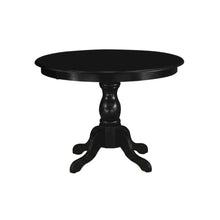 Acacia Wood Round Pedestal Dining Table, Small Dinner Table, Wirebrushed Black