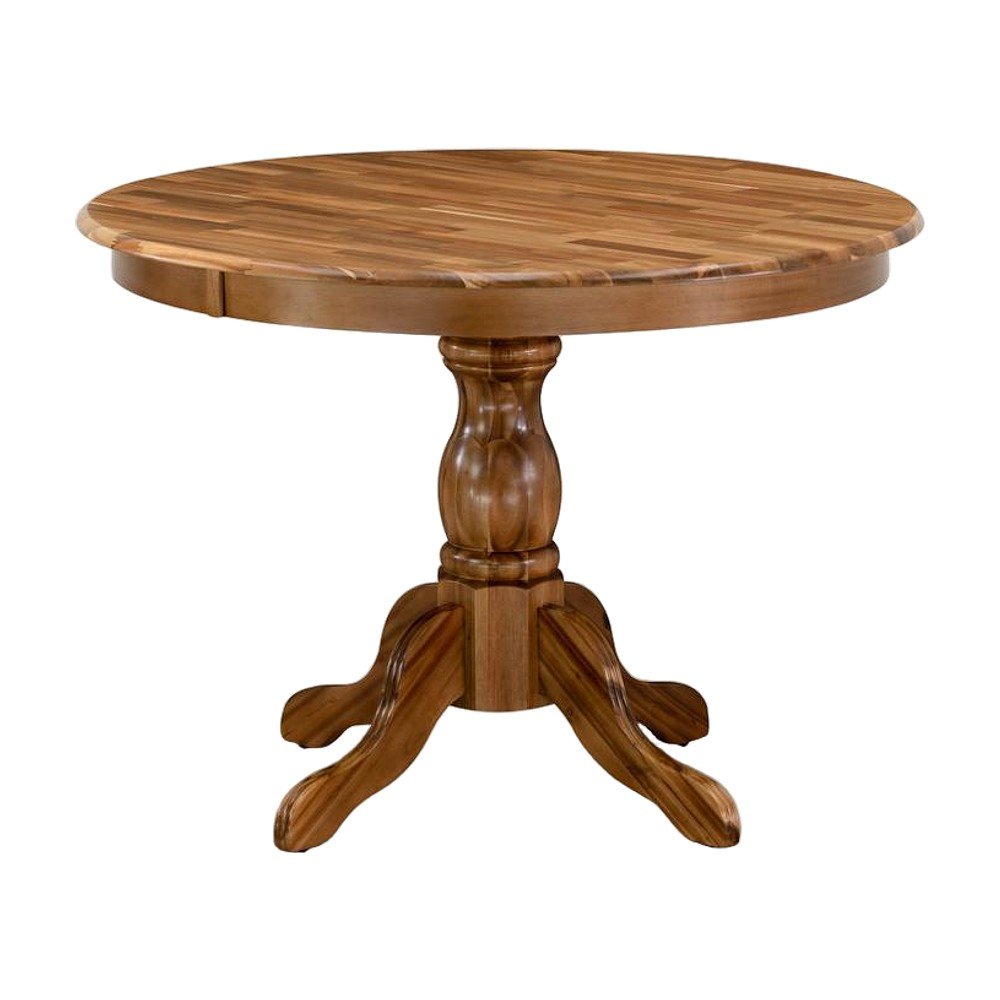 Acacia Wood Round Pedestal Dining Table, Small Dinner Table, Natural