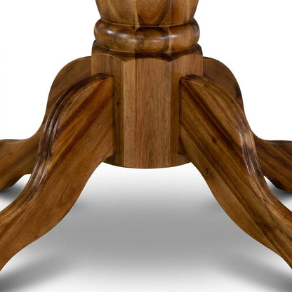 Acacia Wood Round Pedestal Dining Table, Small Dinner Table, Natural
