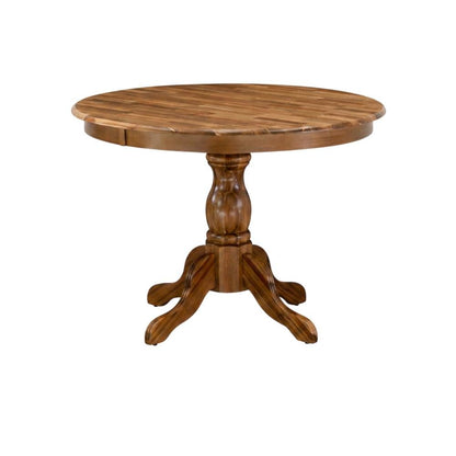 Acacia Wood Round Pedestal Dining Table, Small Dinner Table, Natural