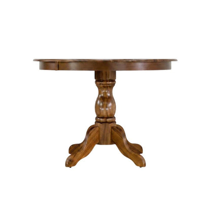 Acacia Wood Round Pedestal Dining Table, Small Dinner Table, Walnut