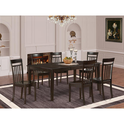7  PC  Dining  room  set-Table  with  Leaf  together  with  6  Dining  Chairs.