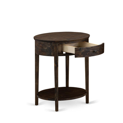 HI-07-ET Small End Table with 1 Wood Drawer, Stable and Sturdy Constructed - Distressed Jacobean Finish