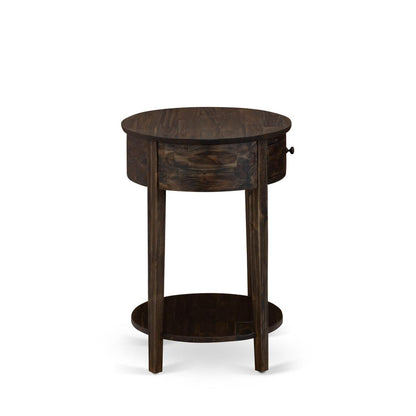 HI-07-ET Small End Table with 1 Wood Drawer, Stable and Sturdy Constructed - Distressed Jacobean Finish