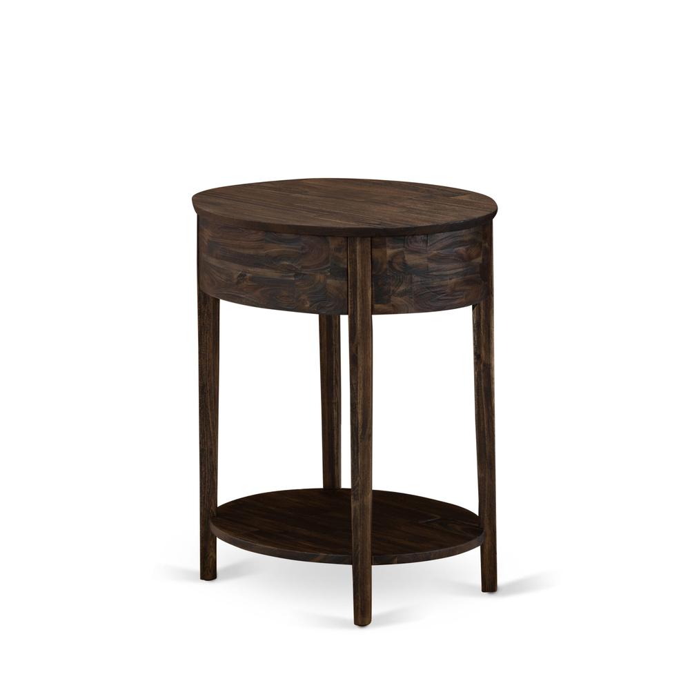 HI-07-ET Small End Table with 1 Wood Drawer, Stable and Sturdy Constructed - Distressed Jacobean Finish