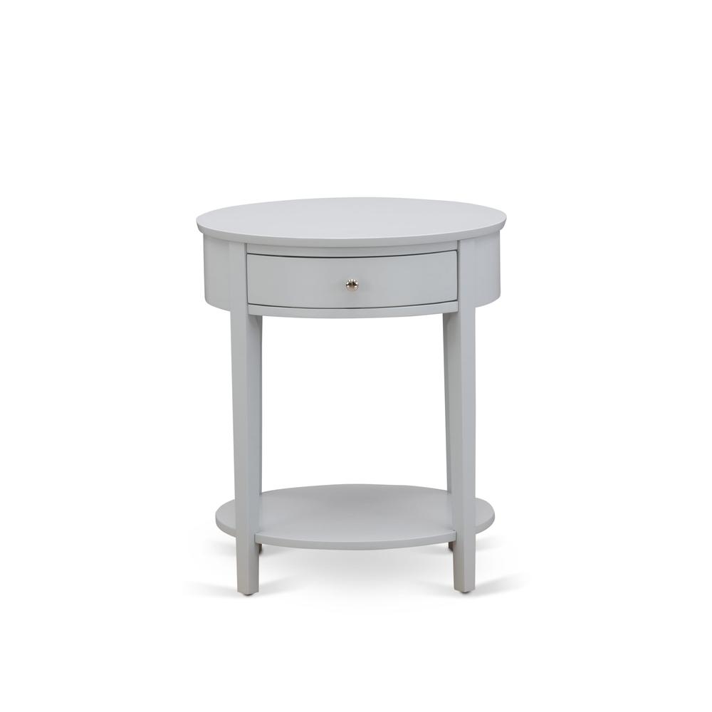 NL19F-1HI14 2 Piece Bedroom Set - 1 Bed White Velvet Fabric Headboard and 1 Small Night Stand - Urban Gray Finish Nightstand