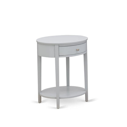 NL19F-1HI14 2 Piece Bedroom Set - 1 Bed White Velvet Fabric Headboard and 1 Small Night Stand - Urban Gray Finish Nightstand