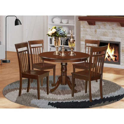 5  Pc  set  with  a  Round  Small  Table  and  4  Wood  Dinette  Chairs  in  Mahogany